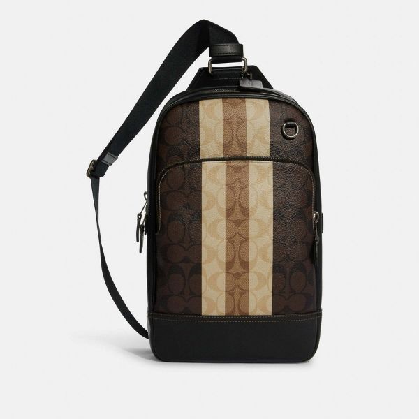 Coach - Graham Pack In Blocked Signature Canvas With Varsity Stripe -  Belmont Luxe